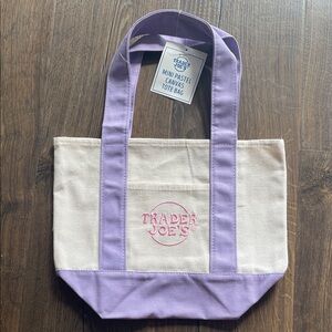 Trader Joe's Lavender & Cream Mini Canvas Tote